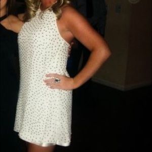 Alice & Olivia White Dress with Silver Sequins